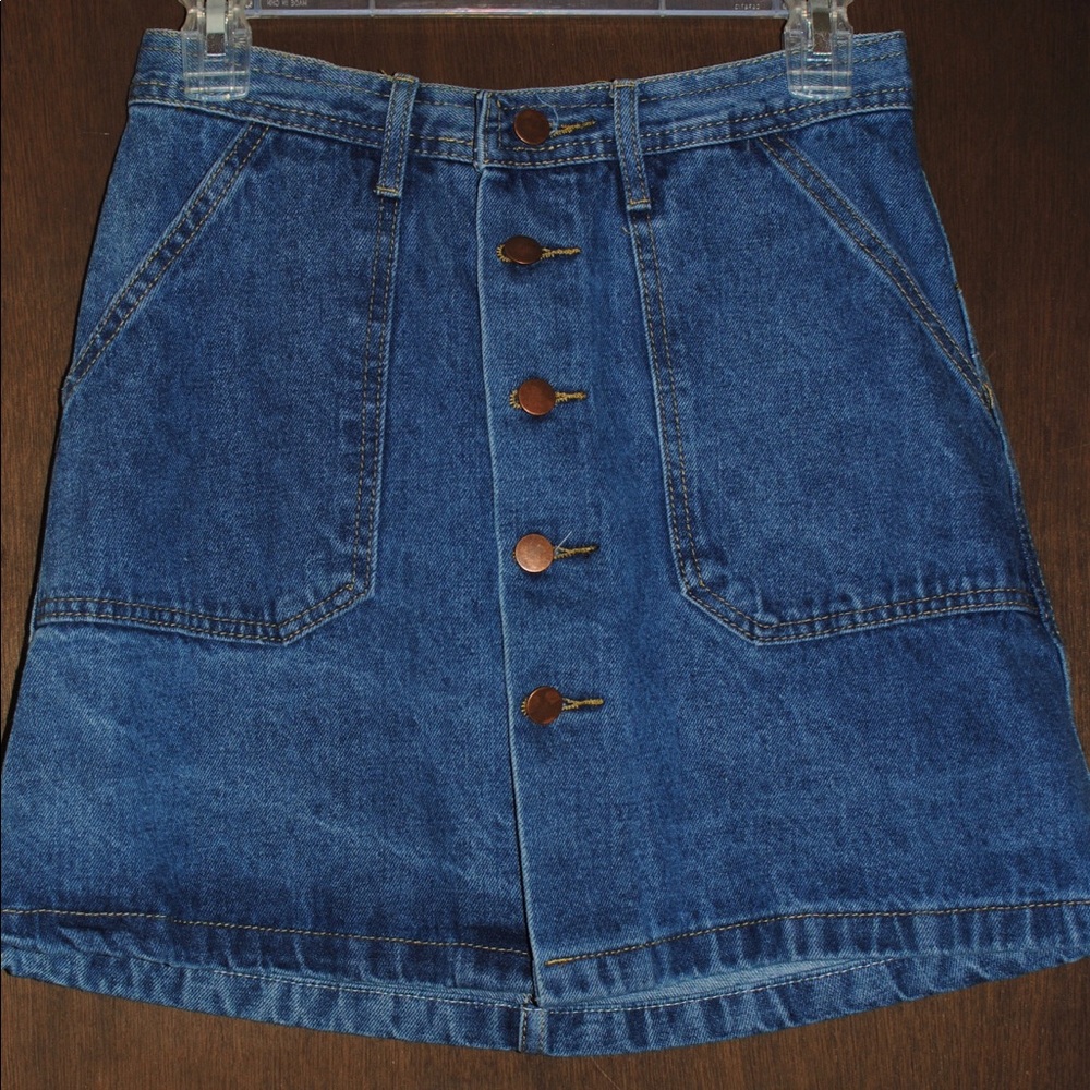 High-Waisted Button Down Jean Denim Skirt